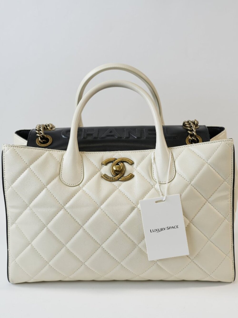 Chanel Quilted Portobello Ivory White Tote Bag